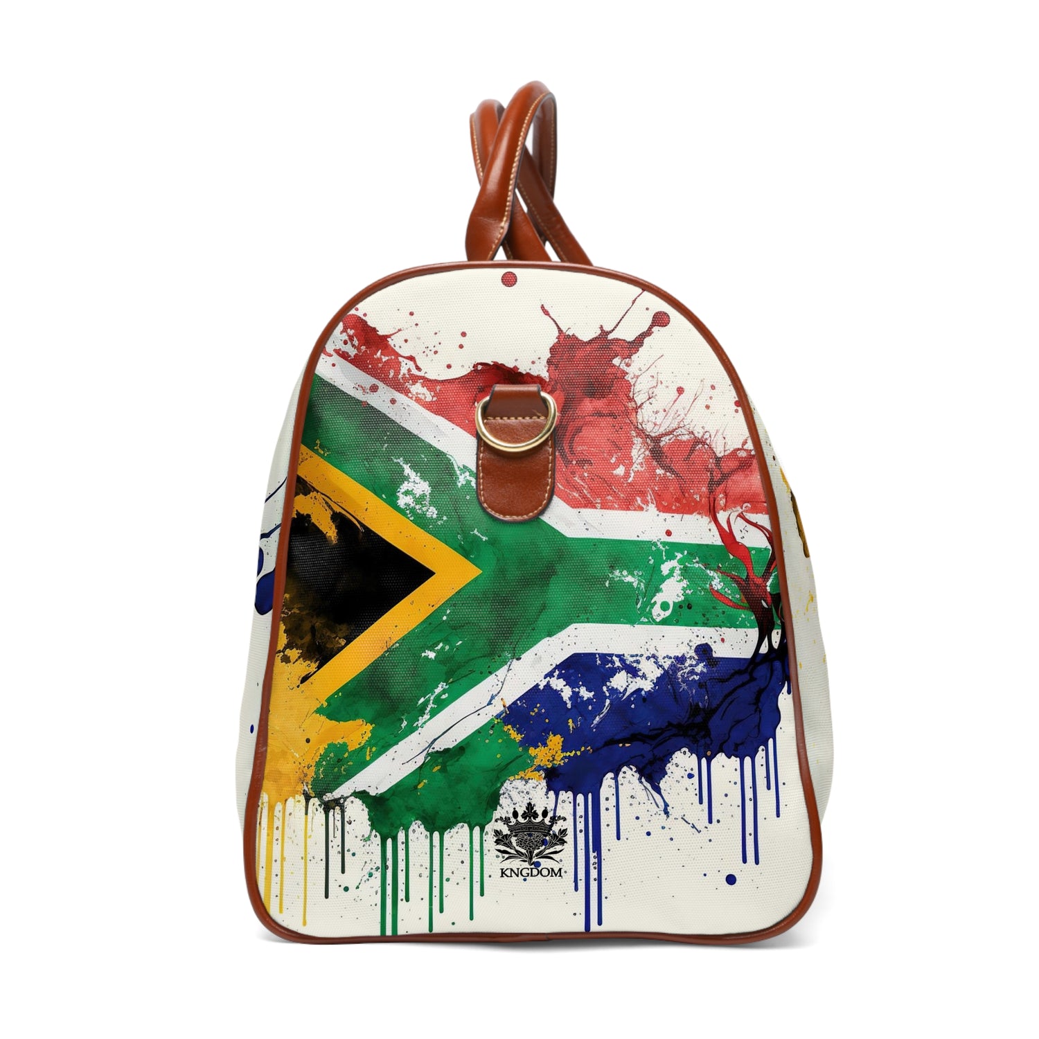 MOTHERLAND- &quot;Mandela&quot;- Vegan Leather Self-Expression Waterproof Travel Bag W/ Blk Kngdom Logo