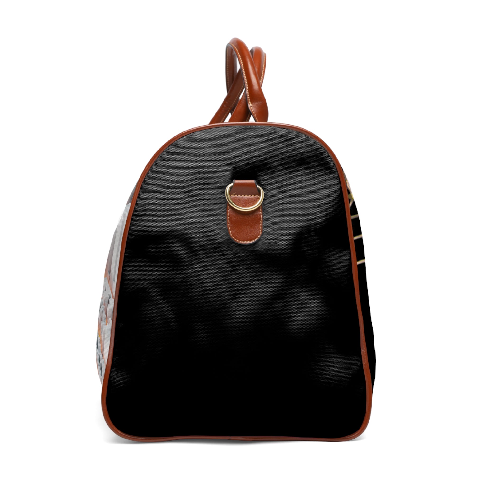 &quot;THE MATRIX&quot;-Vegan Leather Self-Expression Black Waterproof Travel Bag W/ Double Side Kngdom Logo