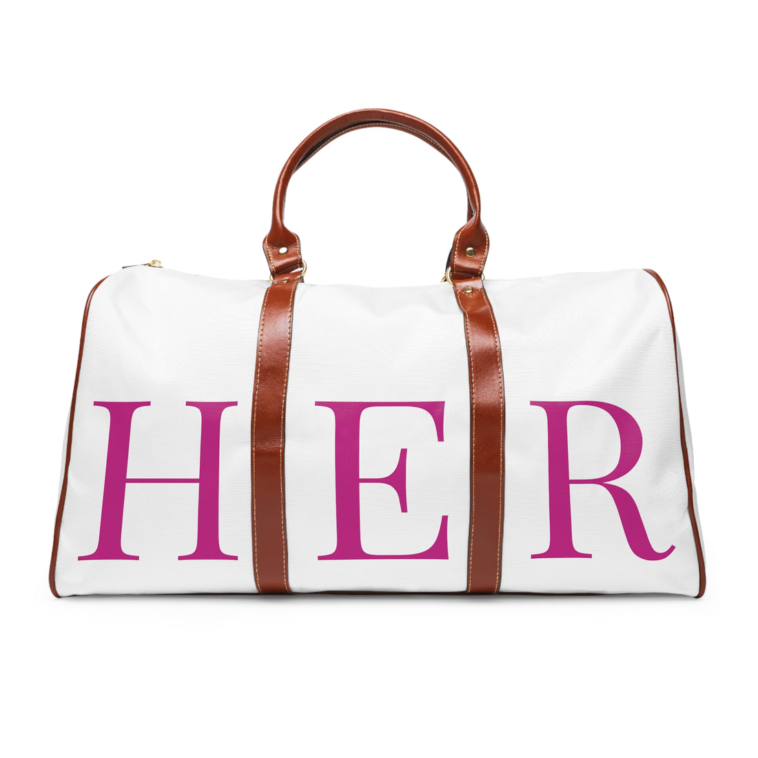 &quot;H.E.R&quot; (Heroism/Eagerness/Relevant) - Vegan Leather Self-Expression Waterproof Travel Bag (Double Side Kngdom Logo- Pink Letter &quot;H.E.R&quot;)