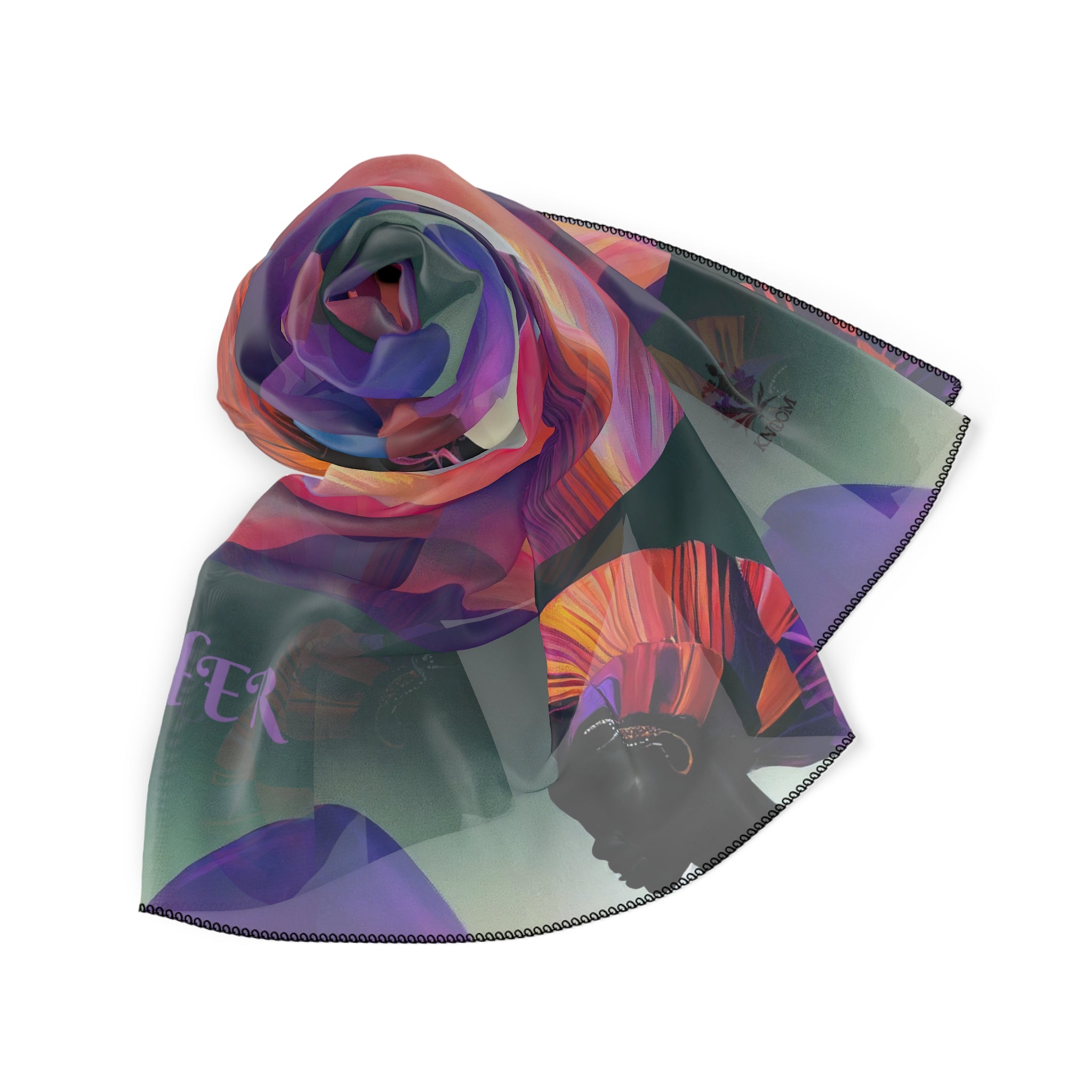 &quot;H.E.R&quot; (Heroism/Eagerness/Relevant)- Poly/Chiffon Scarf W/ Blk Kngdom Logo