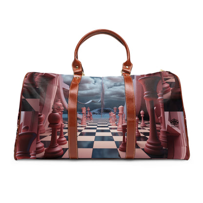 &quot;CHECKMATE&quot;: bolso de viaje impermeable de piel vegana con logotipo de Kingdom en negro 