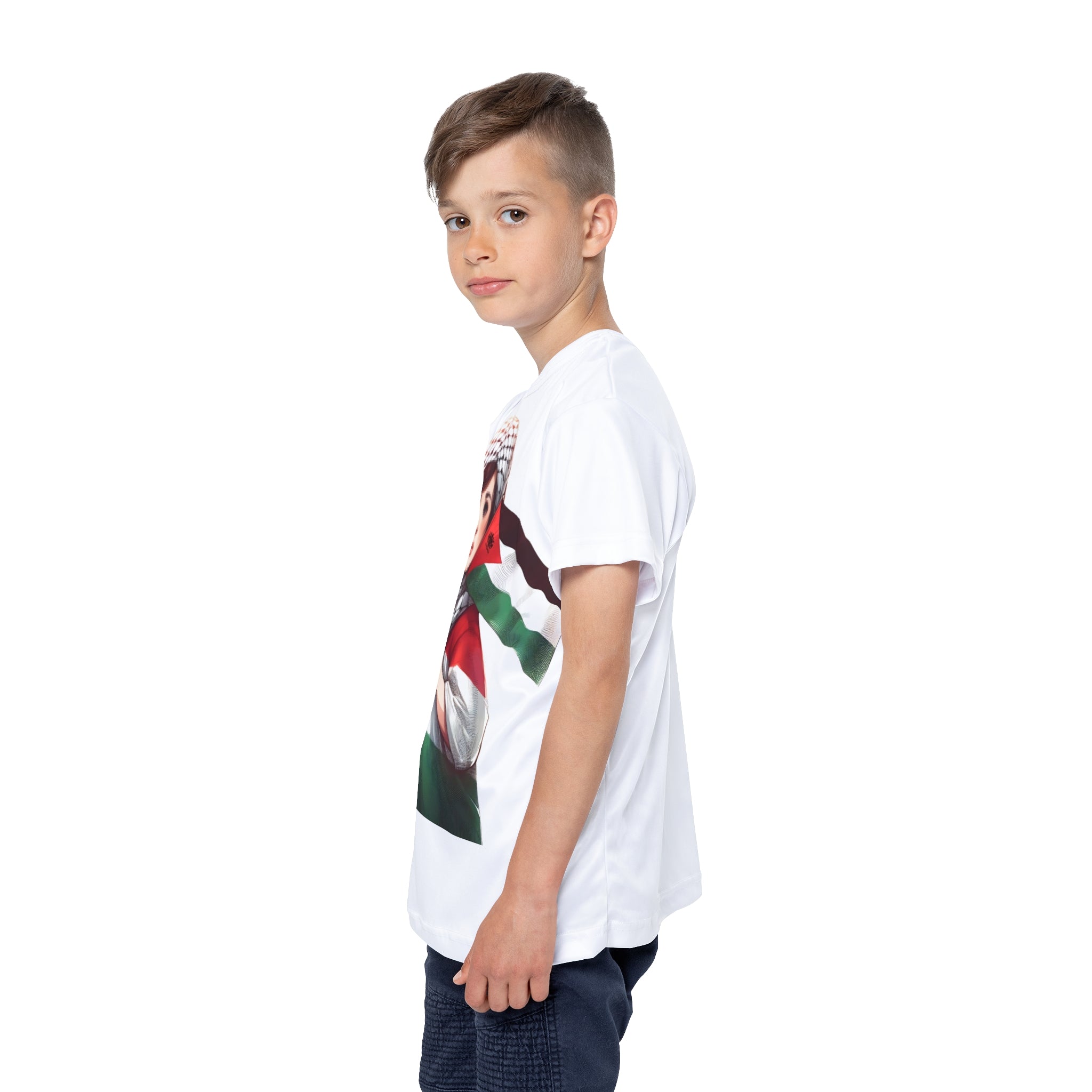 &quot;HABIBI/HABIBTI Of PALESTINE&quot;- Kids Sports Jersey W/ Blk Kngdom Logo