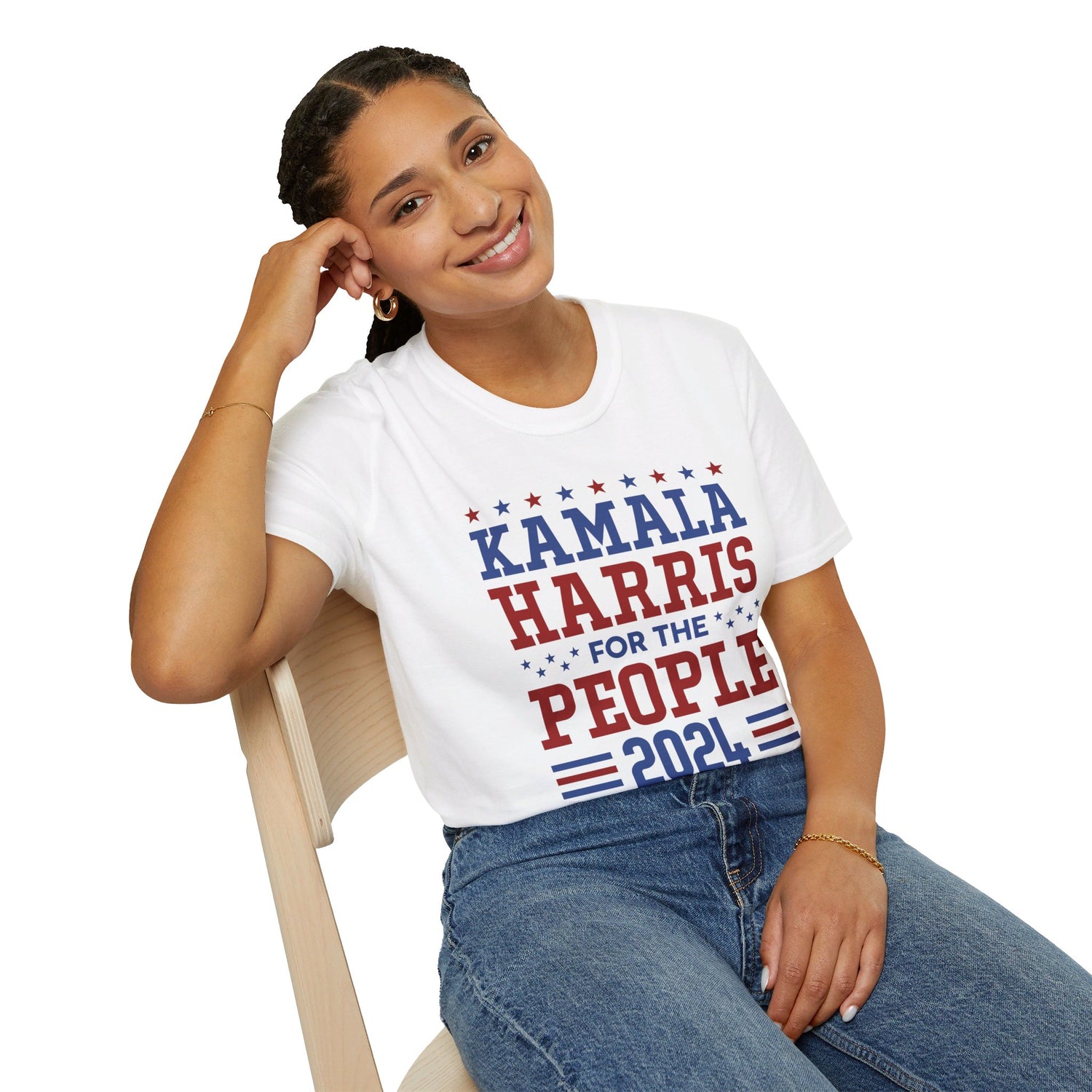 &quot;KAMALA HARRIS FOR THE PEOPLE 2024&quot;(QUOTE)- Unisex Softstyle T-Shirt W/ Kngdom Logo