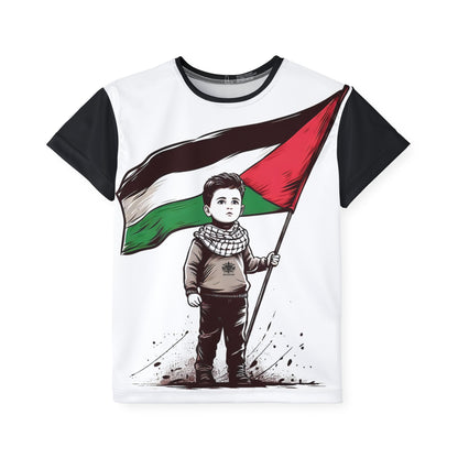 &quot;HABIBI/HABIBTI Of PALESTINE&quot;- Kids Sports Jersey W/ Blk Kngdom Logo