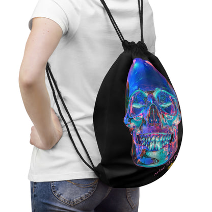 EZEKIEL 37 &quot;Arise My People&quot; Crystal Head Skull Face Design Image- Drawstring Bag (&quot;Arise My People&quot; Light Pink Letter Print- Kngdom Logo)