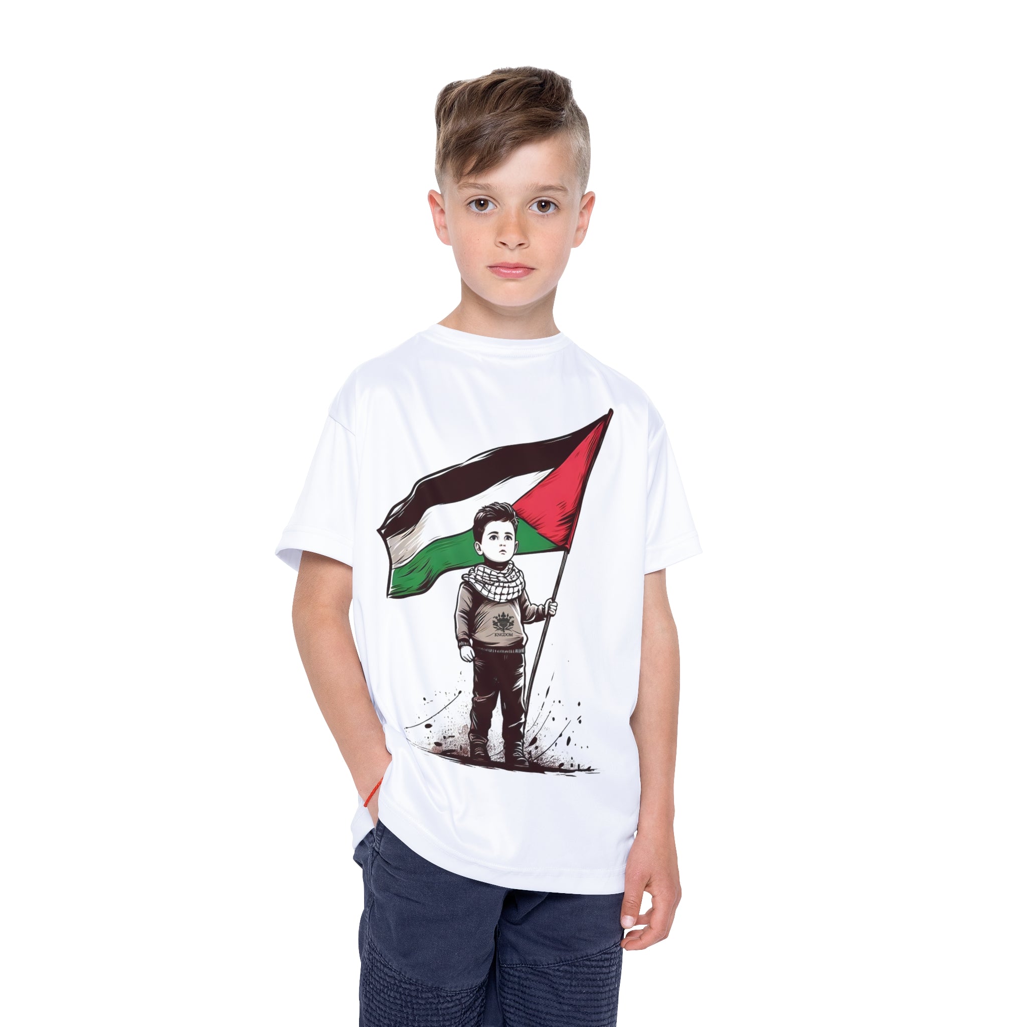 &quot;HABIBI/HABIBTI Of PALESTINE&quot;- Kids Sports Jersey W/ Blk Kngdom Logo