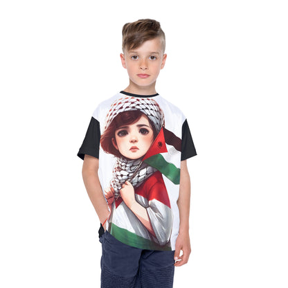 &quot;HABIBI/HABIBTI Of PALESTINE&quot;- Kids Sports Jersey W/ Blk Kngdom Logo