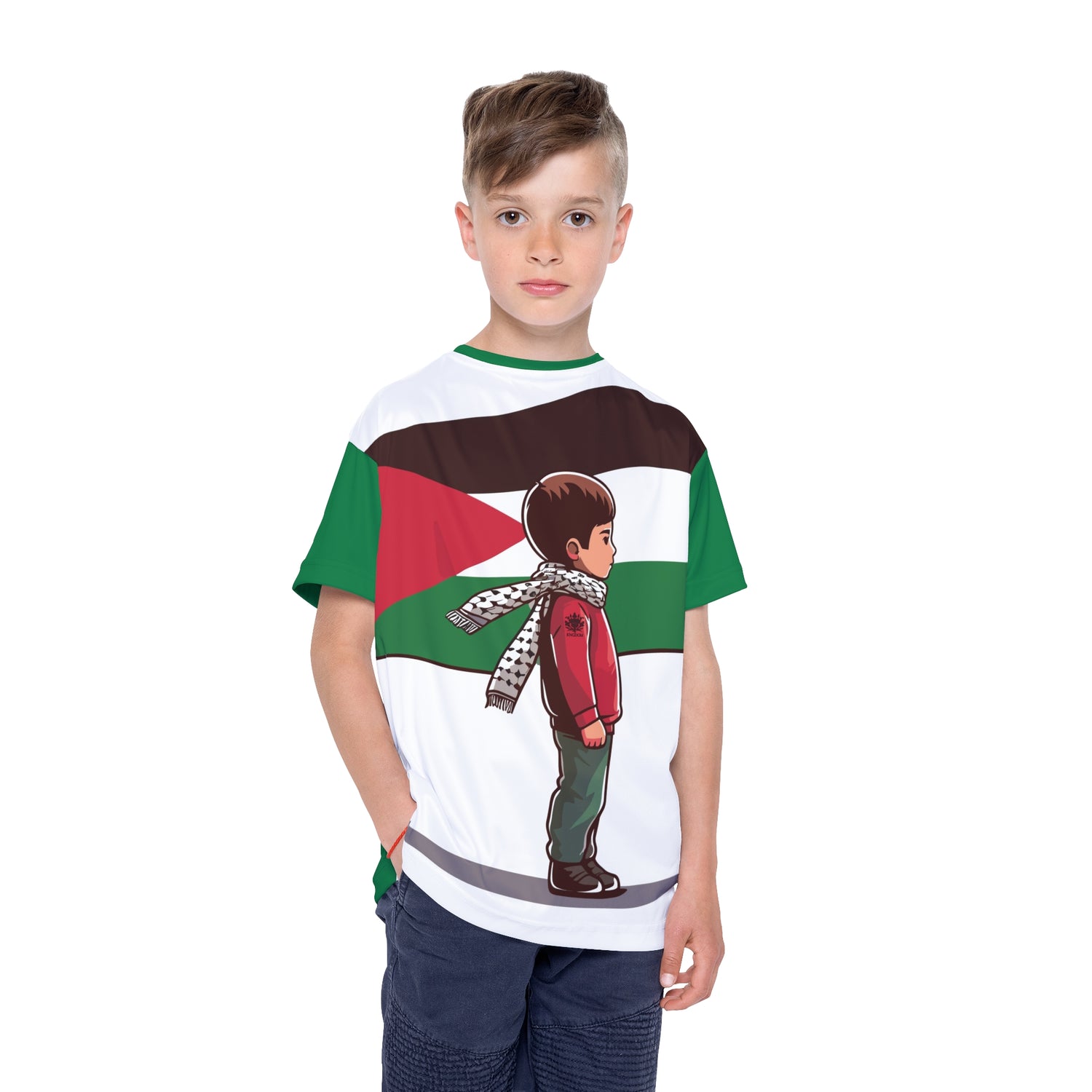 &quot;HABIBI/HABIBTI Of PALESTINE&quot;- Kids Sports Jersey W/ Blk Kngdom Logo