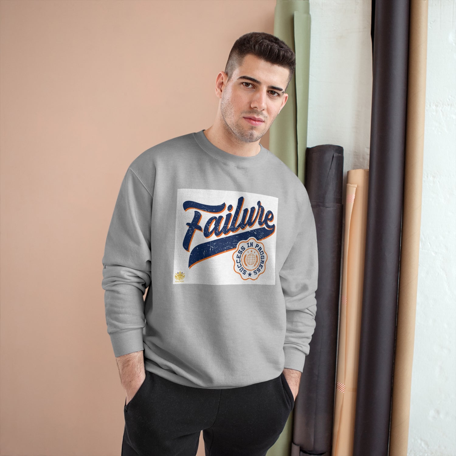 &quot;Failure-Success In Progress&quot;- Unisex Champion Sweatshirt W/ Kngdom Logo