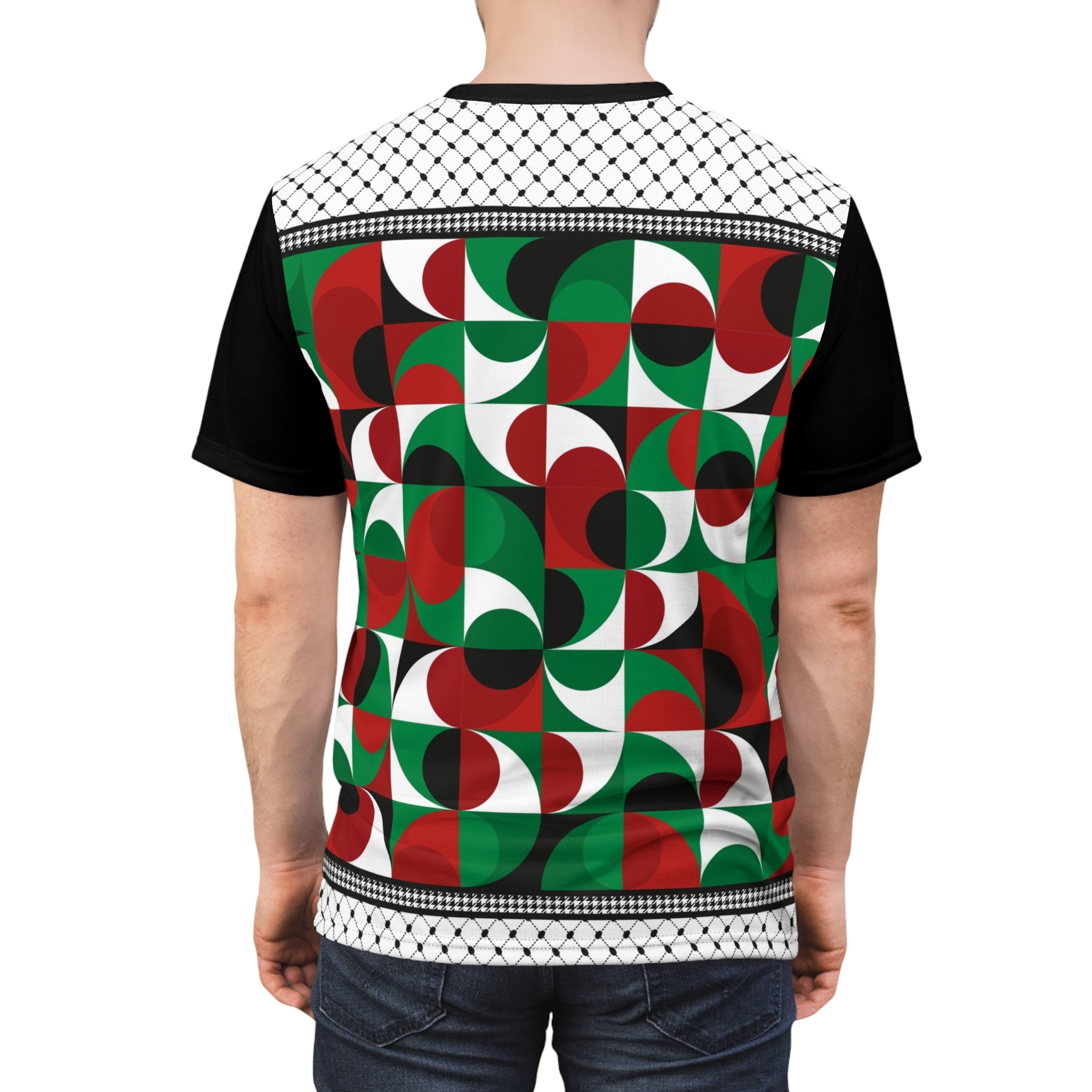 Keffiyeh World &quot;PALESTINE&quot;- Unisex Cut &amp; Sew Tee W/ Blk Kngdom Logo