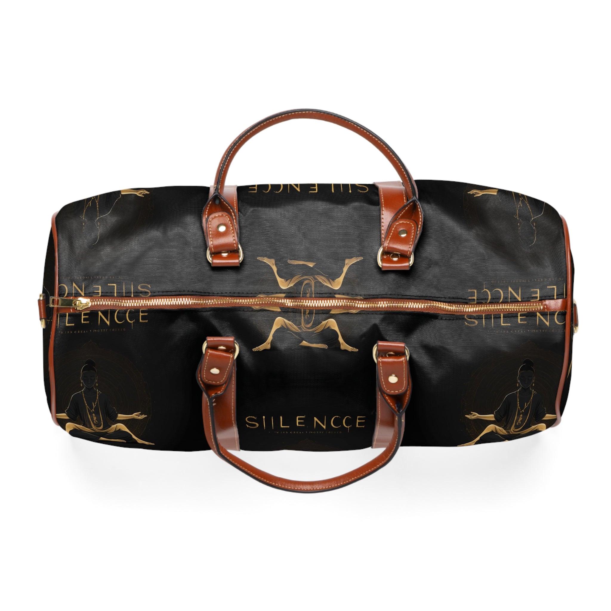 &quot;SILENCE IS A SOURCE OF GREAT STRENGTH&quot;- Vegan Leather Self-Expression Waterproof Travel Bag W/ Blk Kngdom Logo