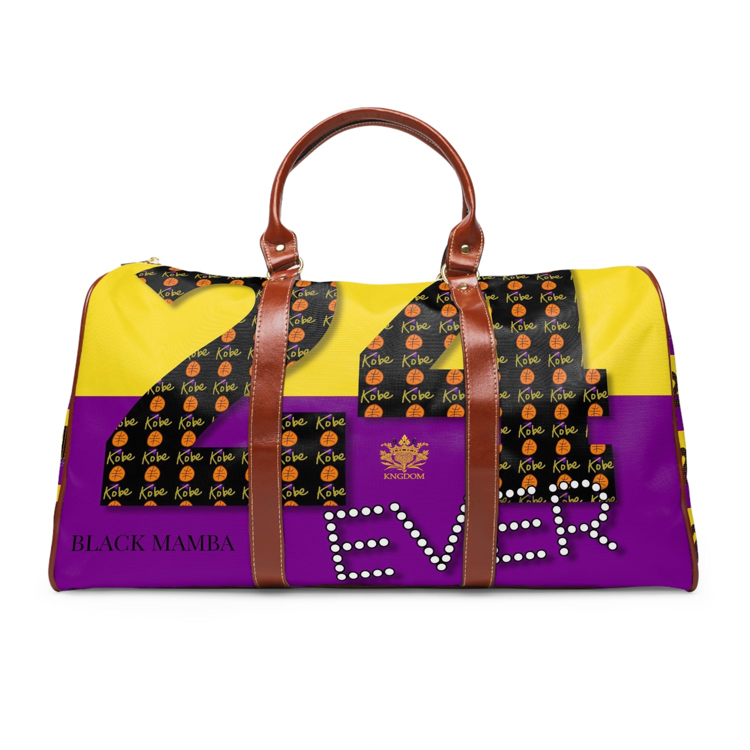 24 EVER (KOBE BRYANT/BLACK MAMBA) - Vegan Leather Self-Expression Waterproof Travel Bag W/ Kngdom Logo