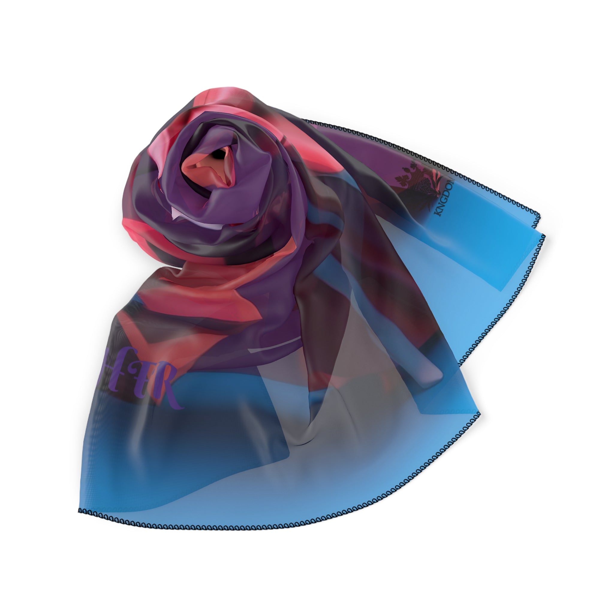 &quot;H.E.R&quot; (Heroism/Eagerness/Relevant)- Poly/Chiffon Scarf W/ Blk Kngdom Logo