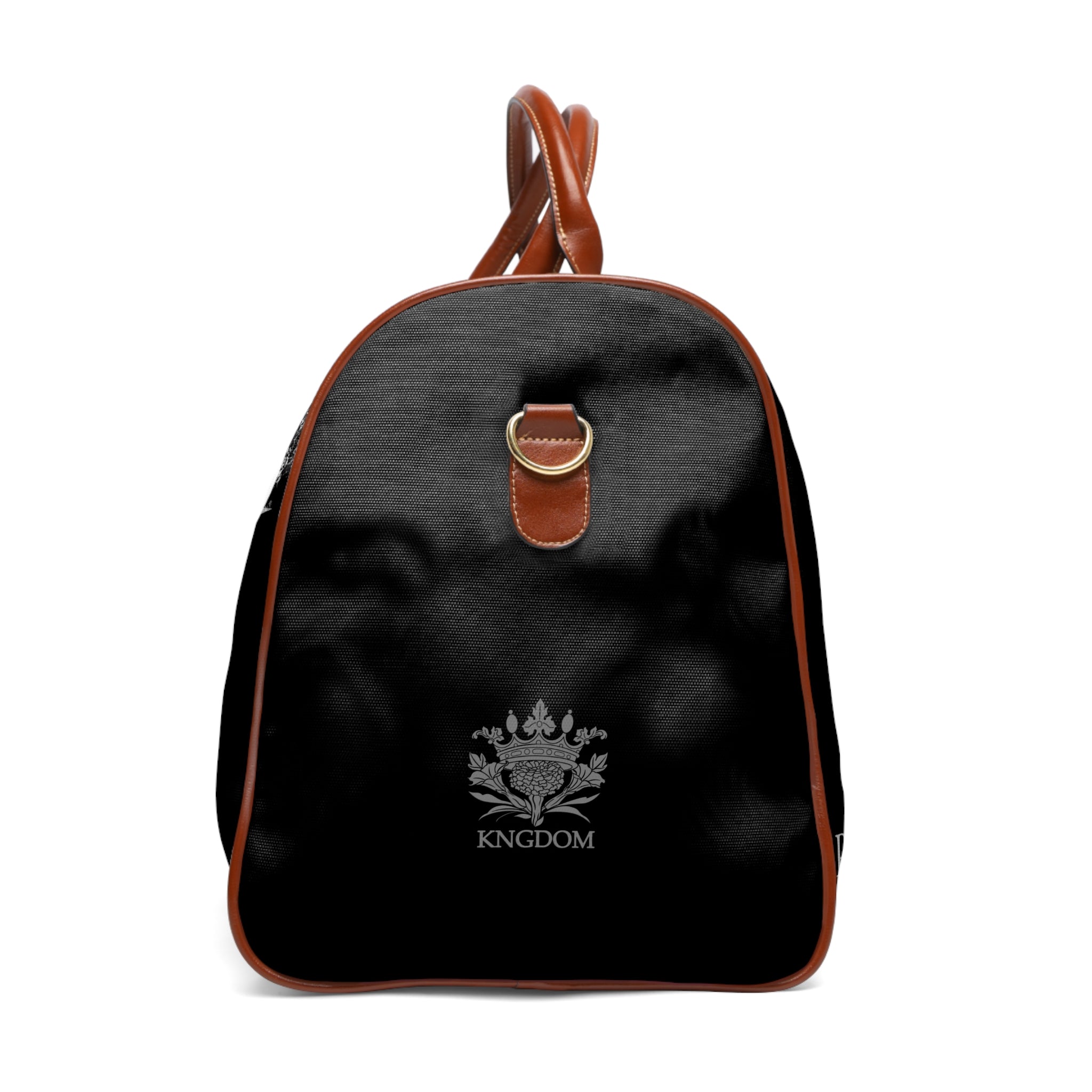 &quot;HIGHER PERSPECTIVE&quot;- Vegan Leather Self-Expression Waterproof Travel Bag (Double Side Grey Kngdom Logo)