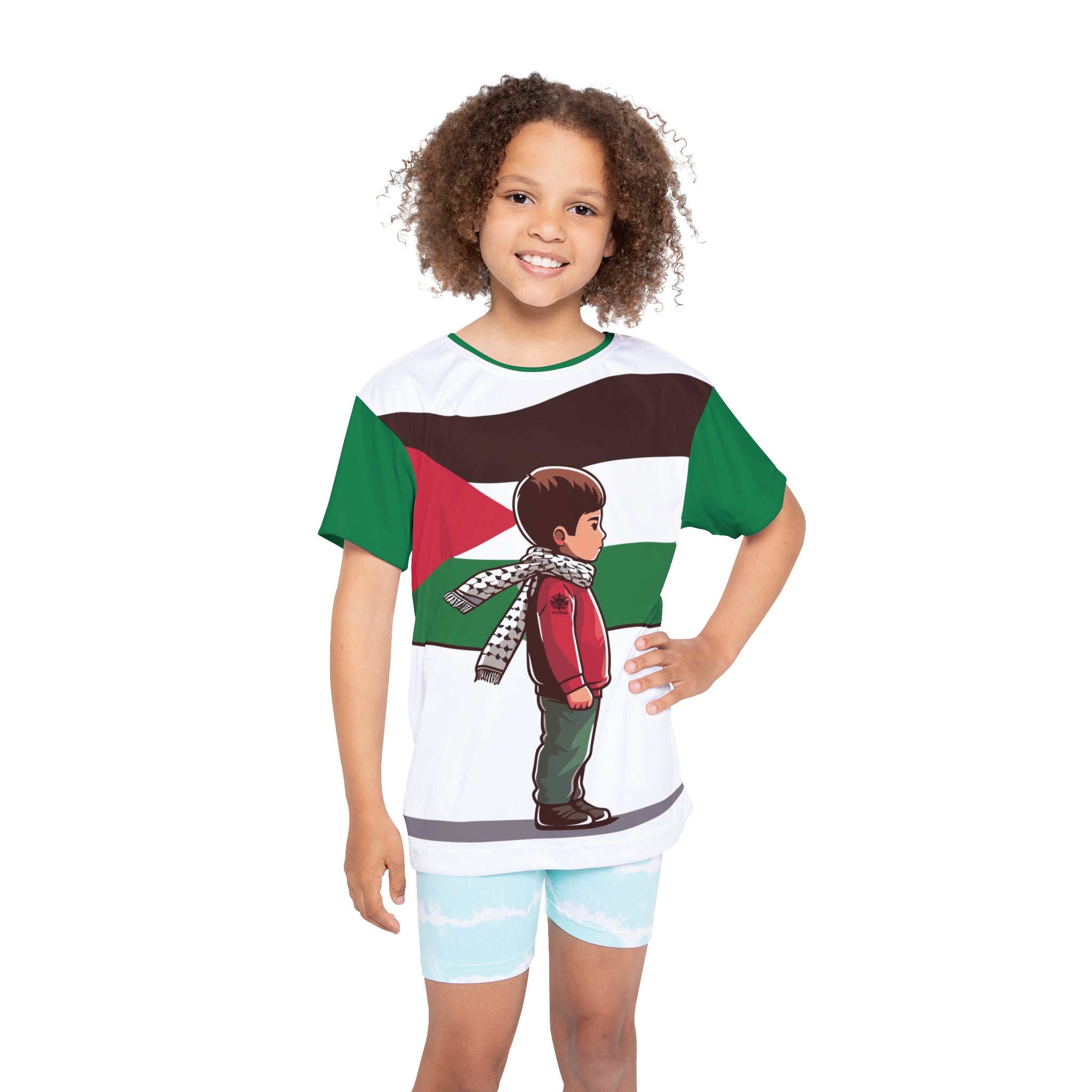 &quot;HABIBI/HABIBTI Of PALESTINE&quot;- Kids Sports Jersey W/ Blk Kngdom Logo