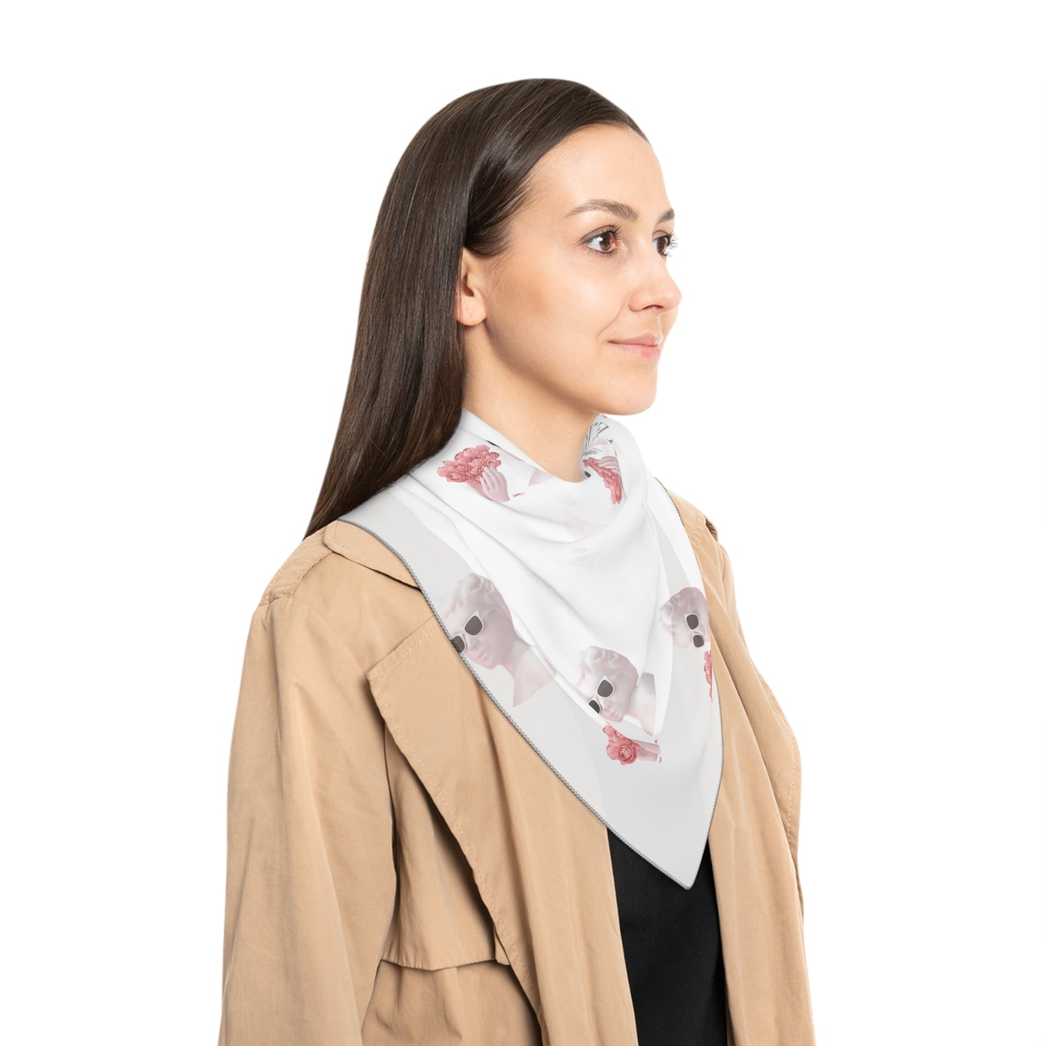 &quot;H.E.R&quot; (Heroism/Eagerness/Relevant) - Poly/Chiffon Scarf (Grey Kngdom Logo W/ &quot;H.E.R&quot; Grey Letter Print)