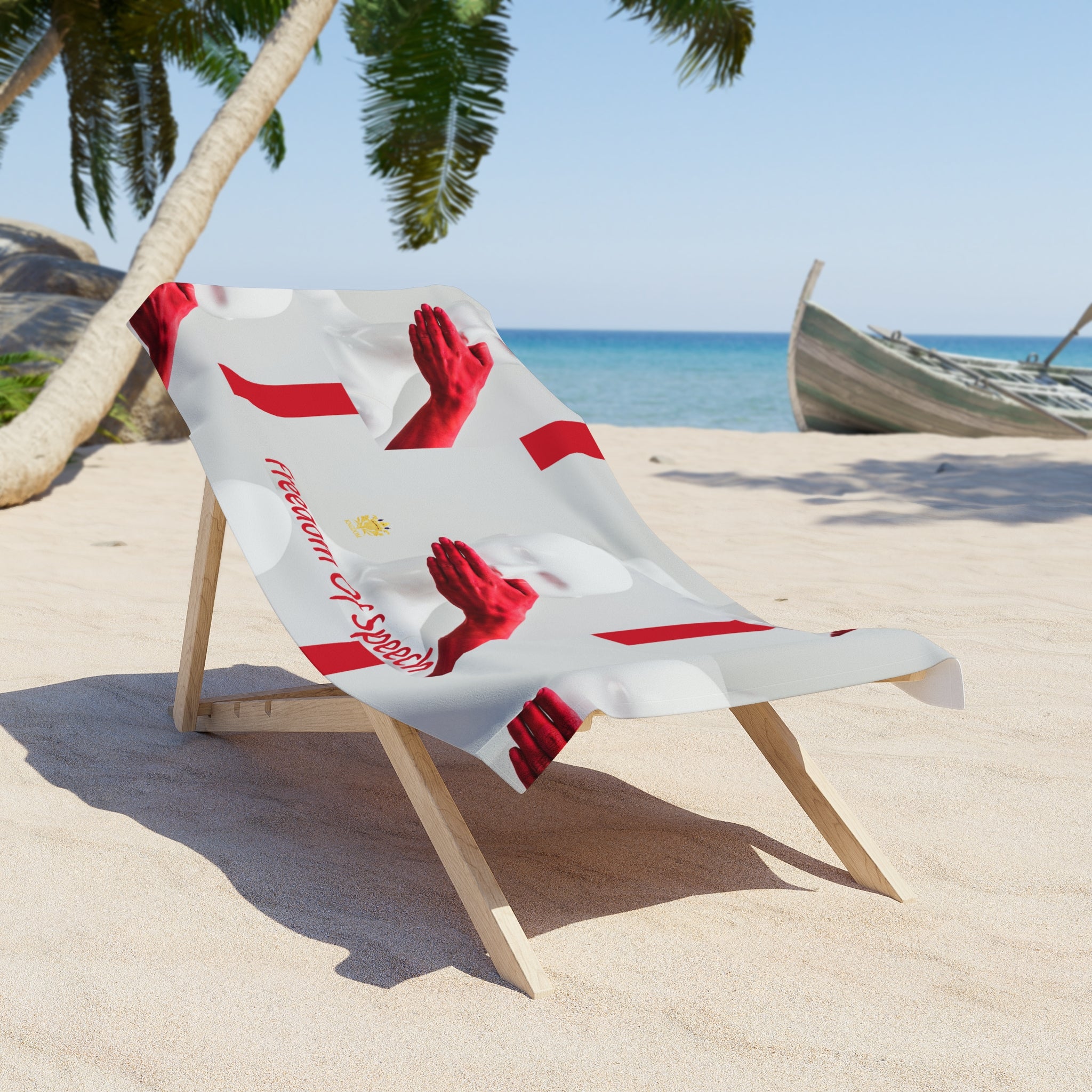 WE ARE AMERICA &quot;Freedom Of Speech&quot;- (THE BLOOD OF THE MARTYRS- Red hand Covering Mouth) Beach Towel W/ Kngdom Logo