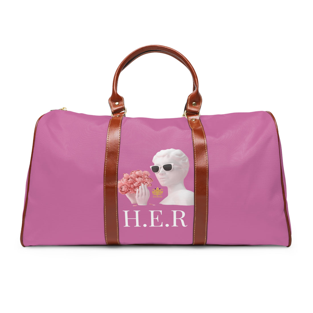 &quot;H.E.R&quot; (Heroism/Eagerness/Relevant)- Vegan Leather Self-Expression Waterproof Travel Bag (Double Side Kngdom Logo)