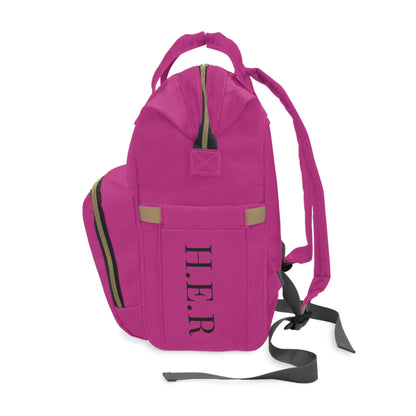 H.E.R (Heroism/Eagerness/Relevant) - Multifunctional Diaper Backpack W/ Kngdom Logo/H.E.R Letter Print Pockets