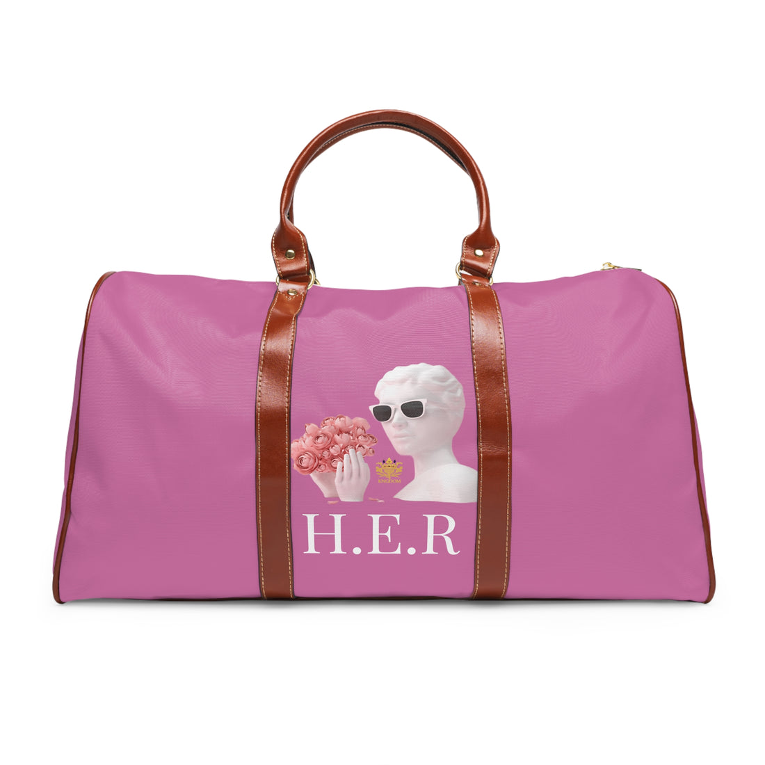 &quot;H.E.R&quot; (Heroism/Eagerness/Relevant)- Vegan Leather Self-Expression Waterproof Travel Bag (Double Side Kngdom Logo)