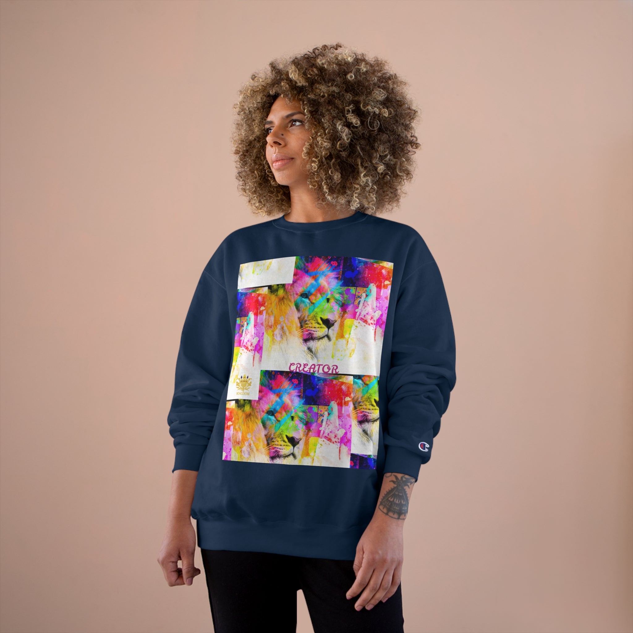 &quot;CREATOR&quot; Lion- Unisex Champion Sweatshirt W/ Kngdom Logo