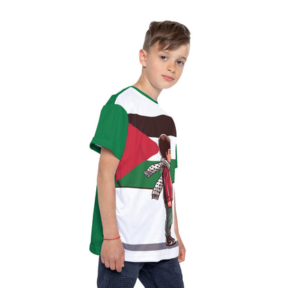 &quot;HABIBI/HABIBTI Of PALESTINE&quot;- Kids Sports Jersey W/ Blk Kngdom Logo