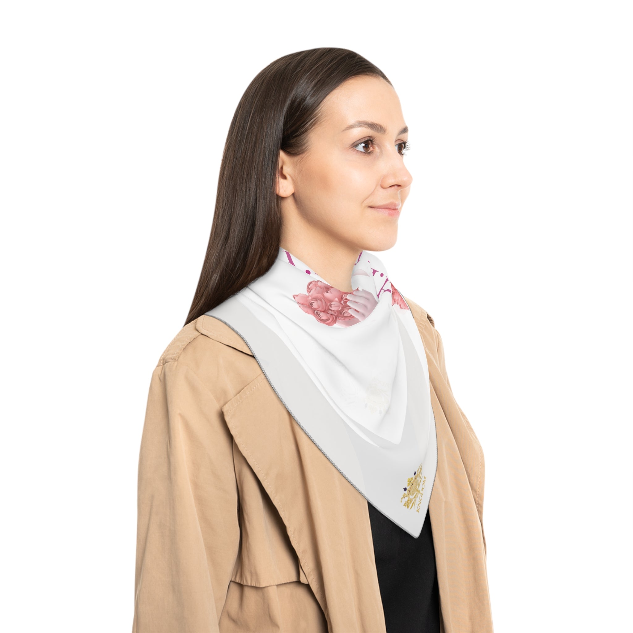 &quot;H.E.R&quot; (Heroism/Eagerness/Relevant)- Poly/Chiffon Scarf (Kngdom Logo W/ &quot;H.E.R&quot; Dark Pink Letter Print)