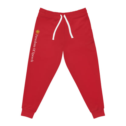 WE ARE AMERICA &quot; Freedom Of Speech&quot; (THE BLOOD OF THE MARTYRS) Unisex Athletic Joggers  Kngdom Logo W/ Red &quot;Freedom Of Speech&quot; Letter Print