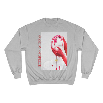 WE ARE AMERICA &quot; Freedom Of Speech&quot; (THE BLOOD OF THE MARTYRS) - &quot;Hand on Head &amp; Mouth&quot; Unisex Champion Sweatshirt (&quot;Freedom Of Speech&quot;) Letter Print W/ Kngdom Logo