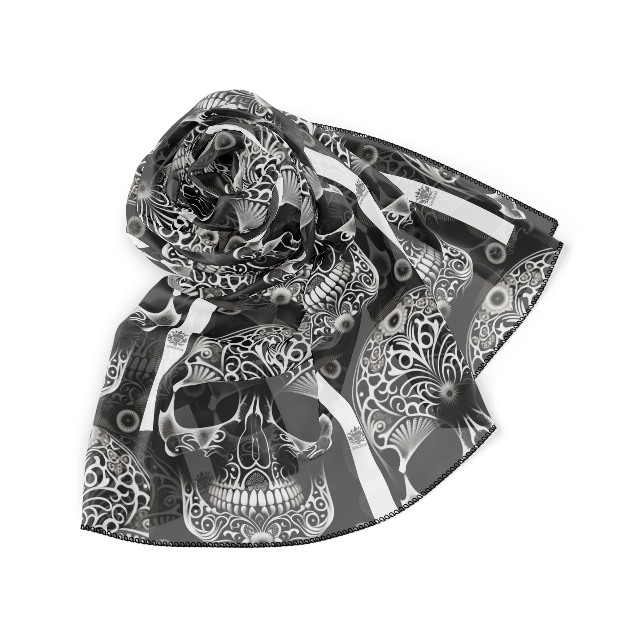 Being The Change ( Siendo el Cambio)- &quot;Powerful Calavera&quot; Chiffon/Poly Scarf W/Blk Kngdom Logo