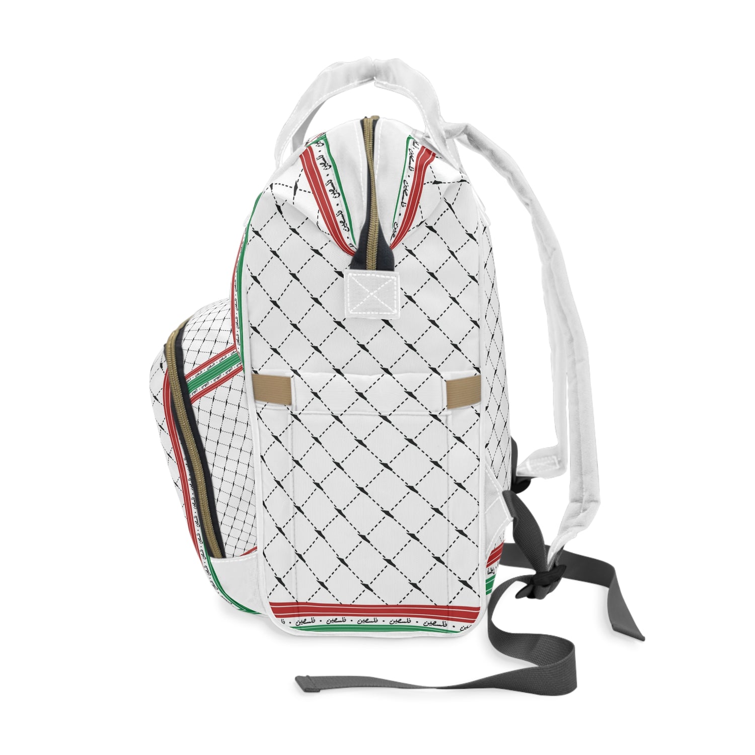 Keffiyeh World &quot;PALESTINE IS GUCCI&quot;- Multifunctional Diaper Backpack W/ Blk Kngdom Logo