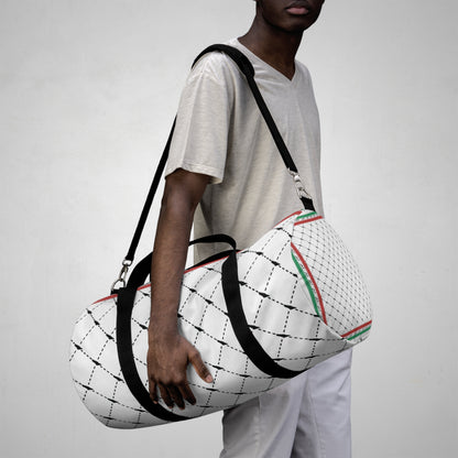 Keffiyeh World- &quot;PALESTINE IS GUCCI&quot;- Fitness Duffel Bag W/ Blk Kngdom Logo