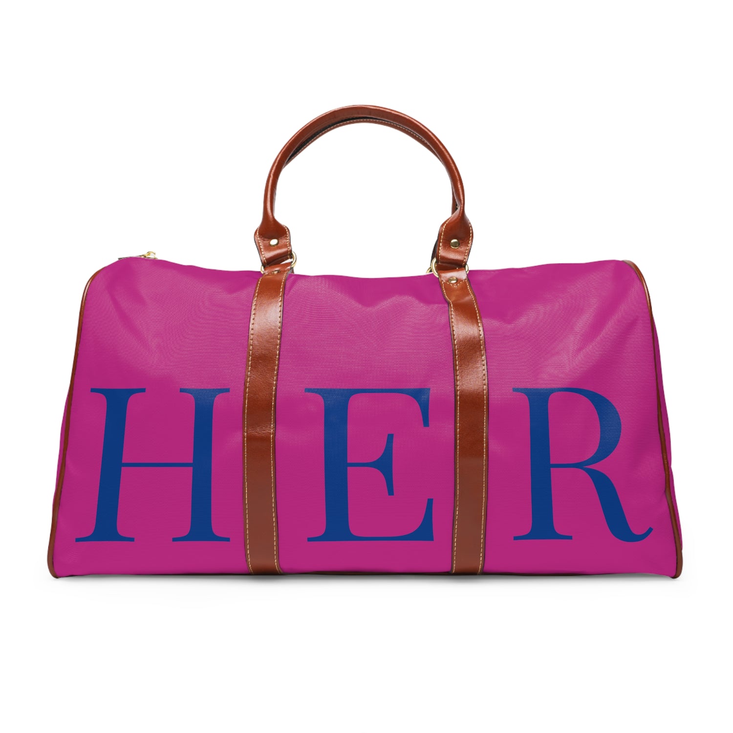 &quot;H.E.R&quot; (Heroism/Eagerness/Relevant) - Vegan Leather Self-Expression Waterproof Travel Bag (Double Side Kngdom Logo- Royal Blue Letter &quot;H.E.R&quot;)