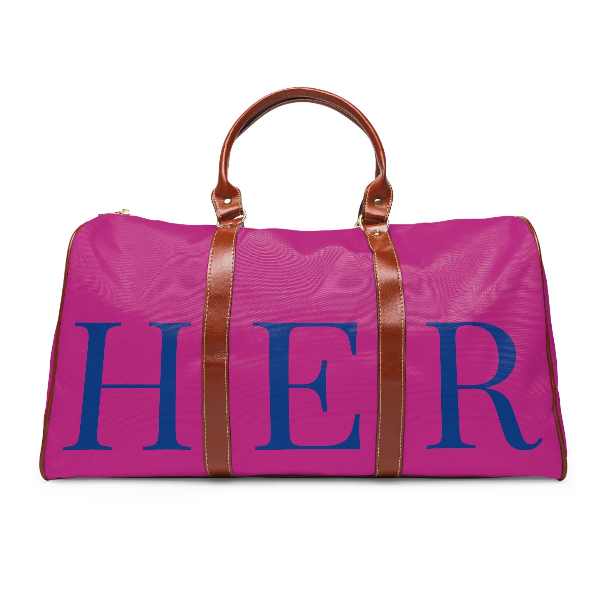 &quot;H.E.R&quot; (Heroism/Eagerness/Relevant) - Vegan Leather Self-Expression Waterproof Travel Bag (Double Side Kngdom Logo- Royal Blue Letter &quot;H.E.R&quot;)