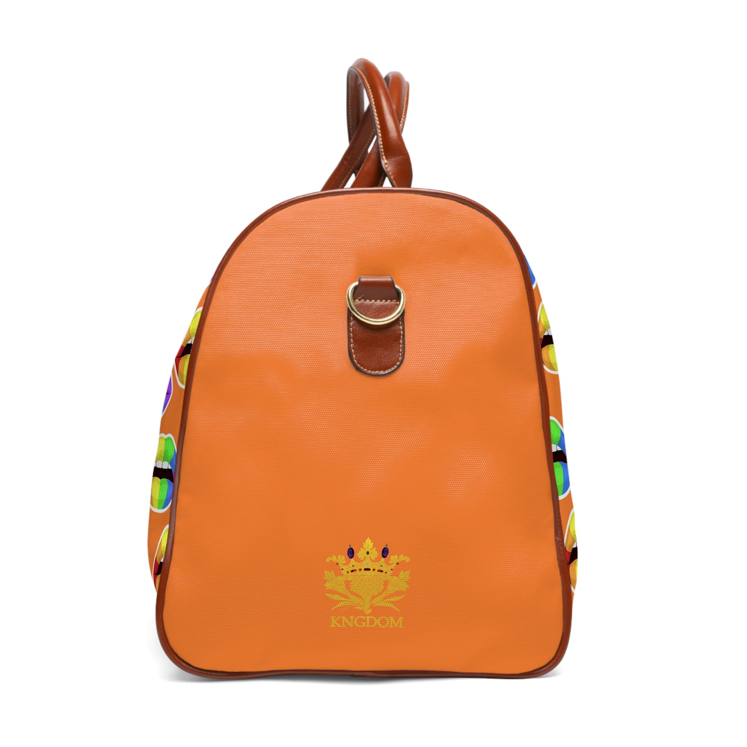 Kngdom &quot;DRIP&quot; (LIP SERVICE) - Vegan Leather Self-Expression Dark Orange Waterproof Travel Bag W/ Double Side Kngdom Logo
