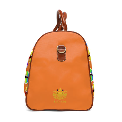 Kngdom &quot;DRIP&quot; (LIP SERVICE) - Vegan Leather Self-Expression Dark Orange Waterproof Travel Bag W/ Double Side Kngdom Logo