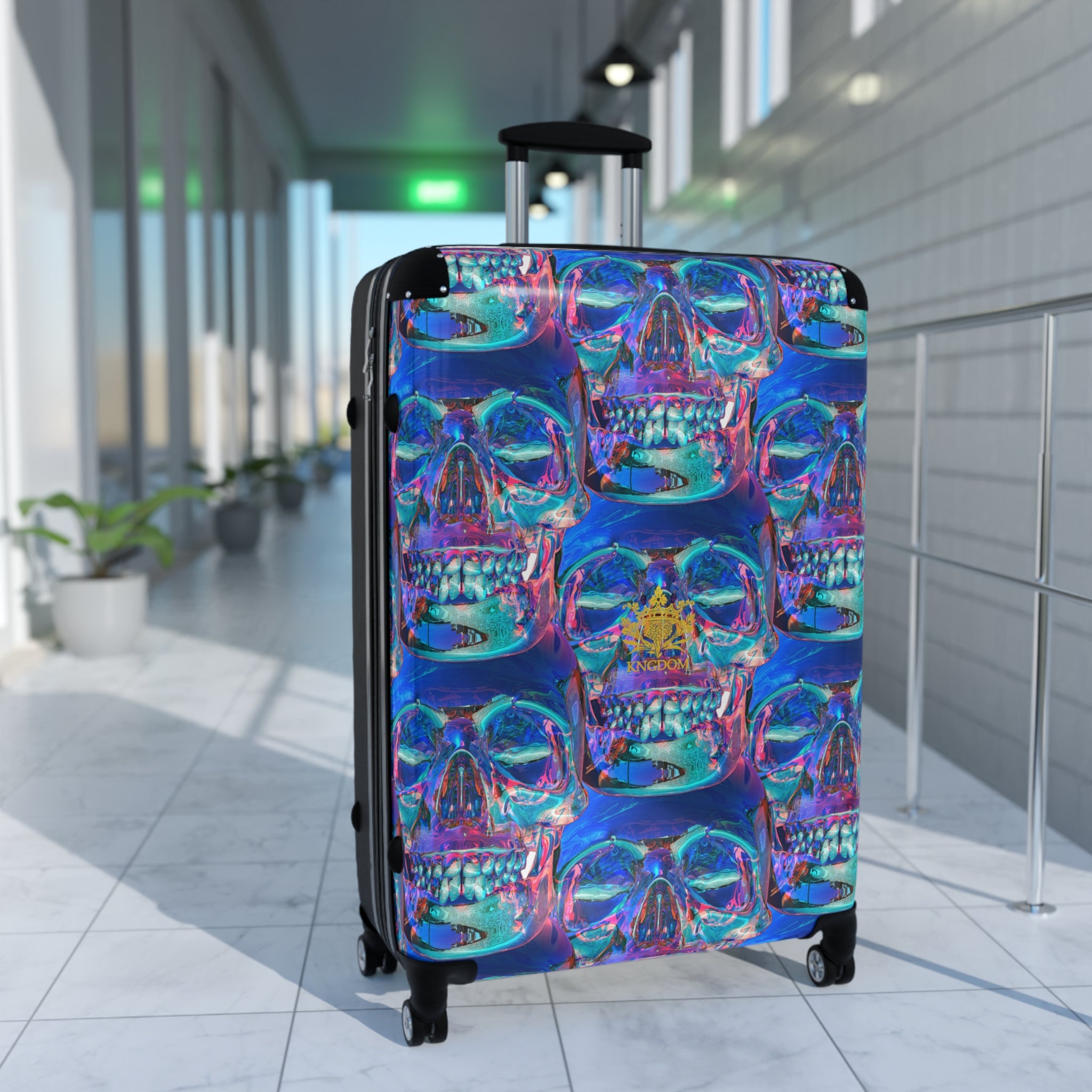 EZEKIEL 37 &quot;Arise My People&quot; Crystal Head Skull Face Design Image (All-Over-Print)- &quot;Large&quot; Suitcase (Kngdom Logo)