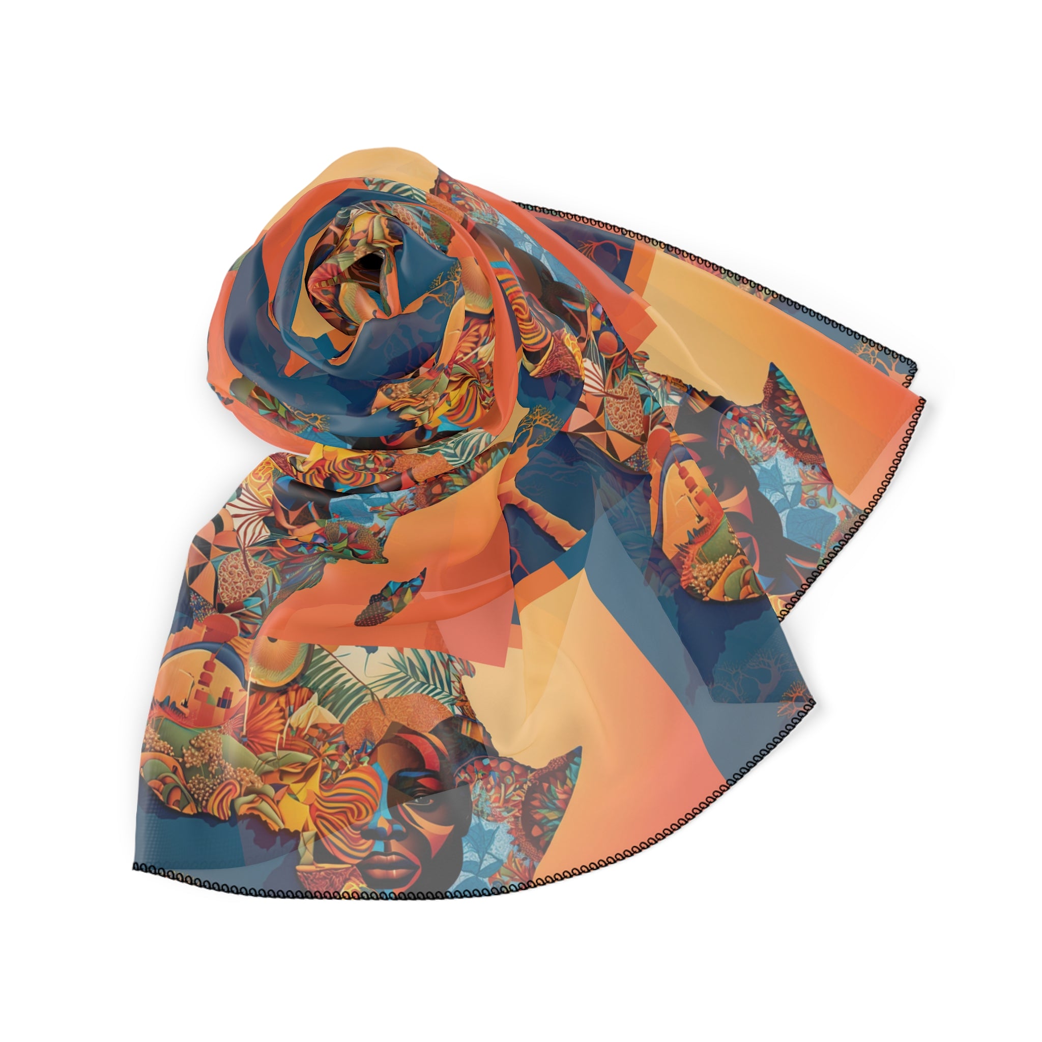 MOTHERLAND- &quot;Kingdom&quot; Chiffon/Poly Scarf W/ Blk Kngdom Logo