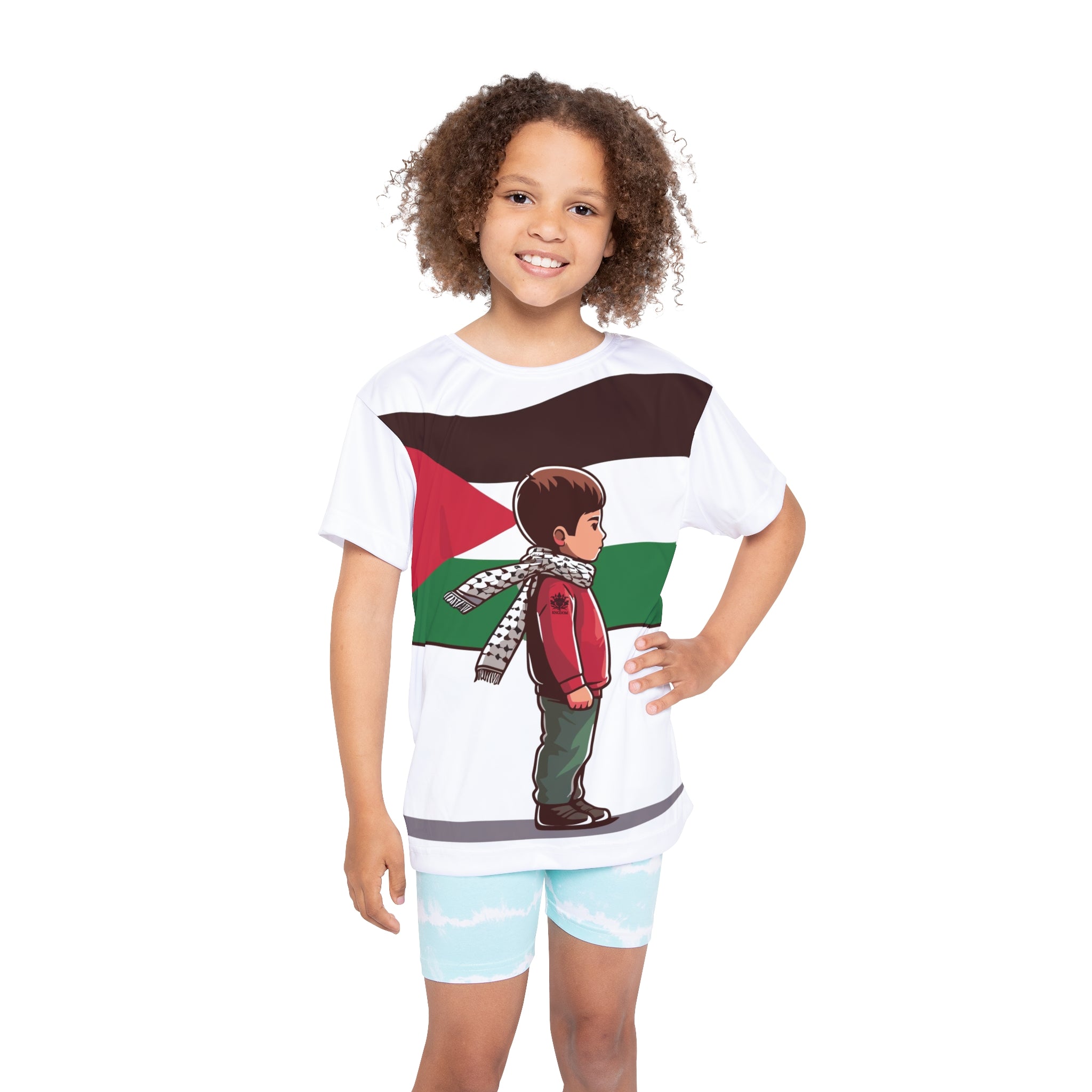 &quot;HABIBI/HABIBTI Of PALESTINE&quot;- Kids Sports Jersey W/ Blk Kngdom Logo