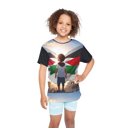 &quot;HABIBI/HABIBTI Of PALESTINE&quot;- Kids Sports Jersey W/ Blk Kngdom Logo