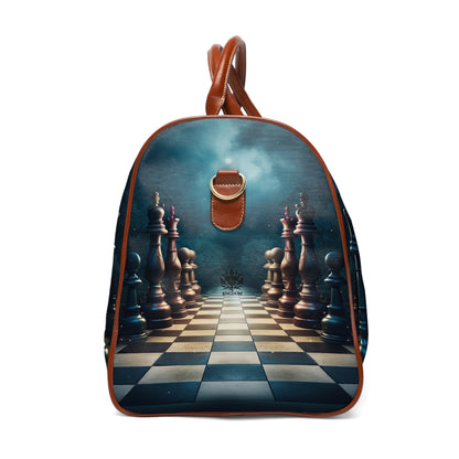 &quot;CHECKMATE&quot;: bolso de viaje impermeable de piel vegana con logotipo de Kingdom en negro 