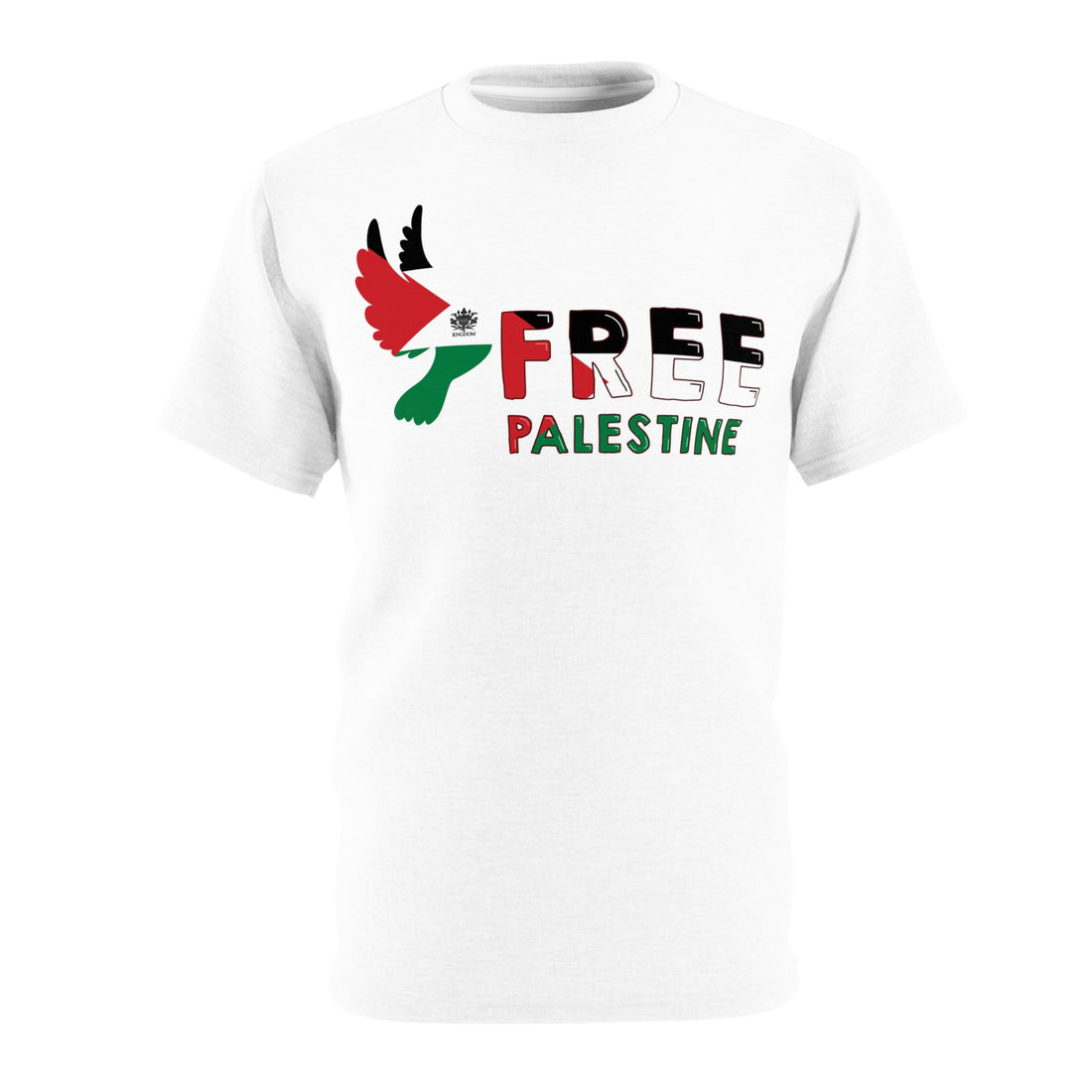 &quot;FREE PALESTINE&quot;- Unisex Cut &amp; Sew Tee W/ Blk Kngdom Logo