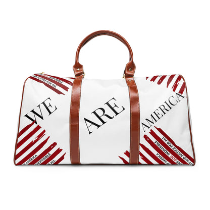 &quot;WE ARE AMERICA&quot;- Vegan Leather Self-Expression Waterproof Travel Bag (Double Side Kngdom Logo)