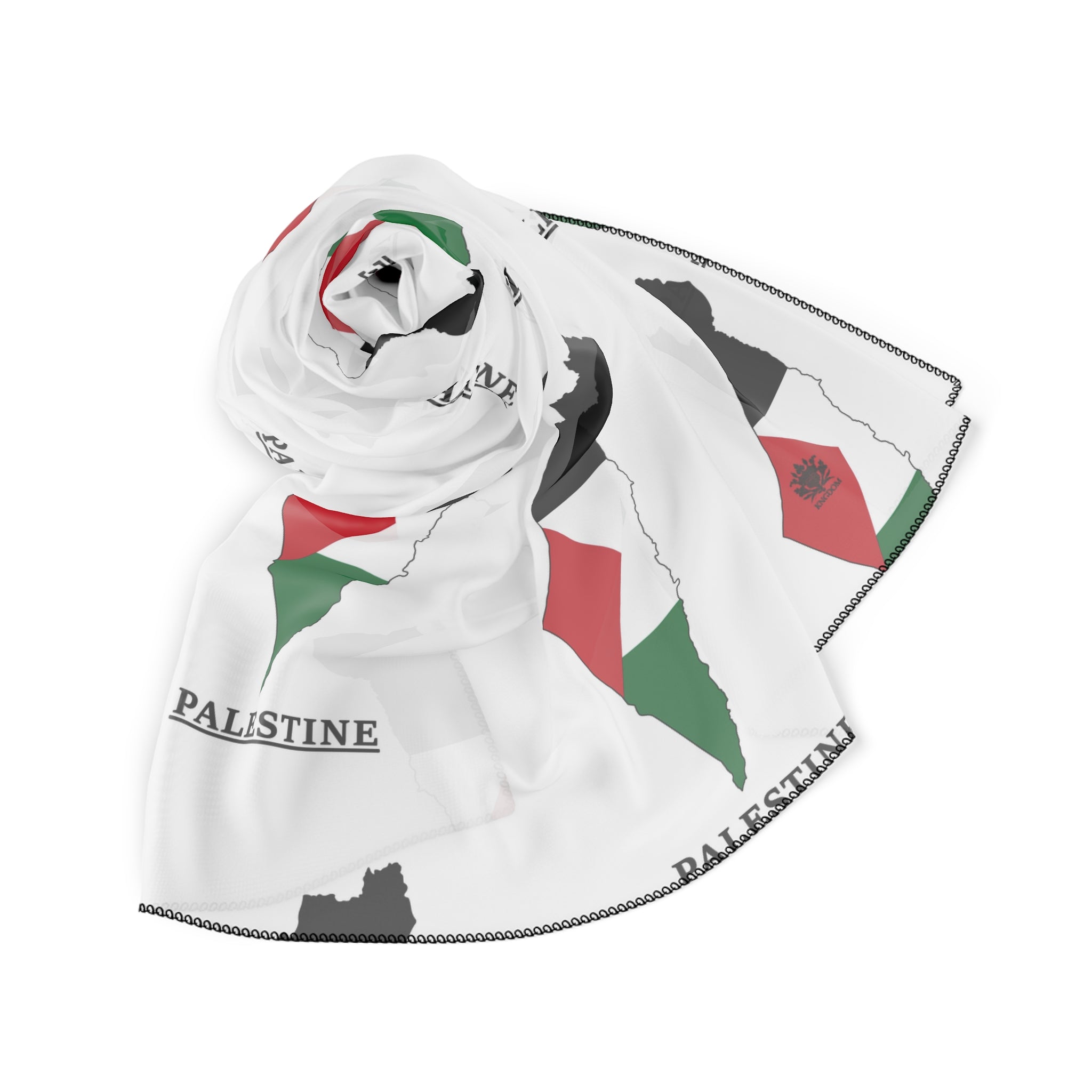 Keffiyeh World &quot;HOLY LAND&quot;- Poly/Chiffon Scarf W/ Blk Kngdom Logo