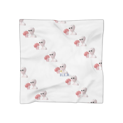 &quot;H.E.R&quot; (Heroism/Eagerness/Relevant)- Poly/Chiffon Scarf (Kngdom Logo W/ &quot;H.E.R&quot; Dark Blue Letter Print)