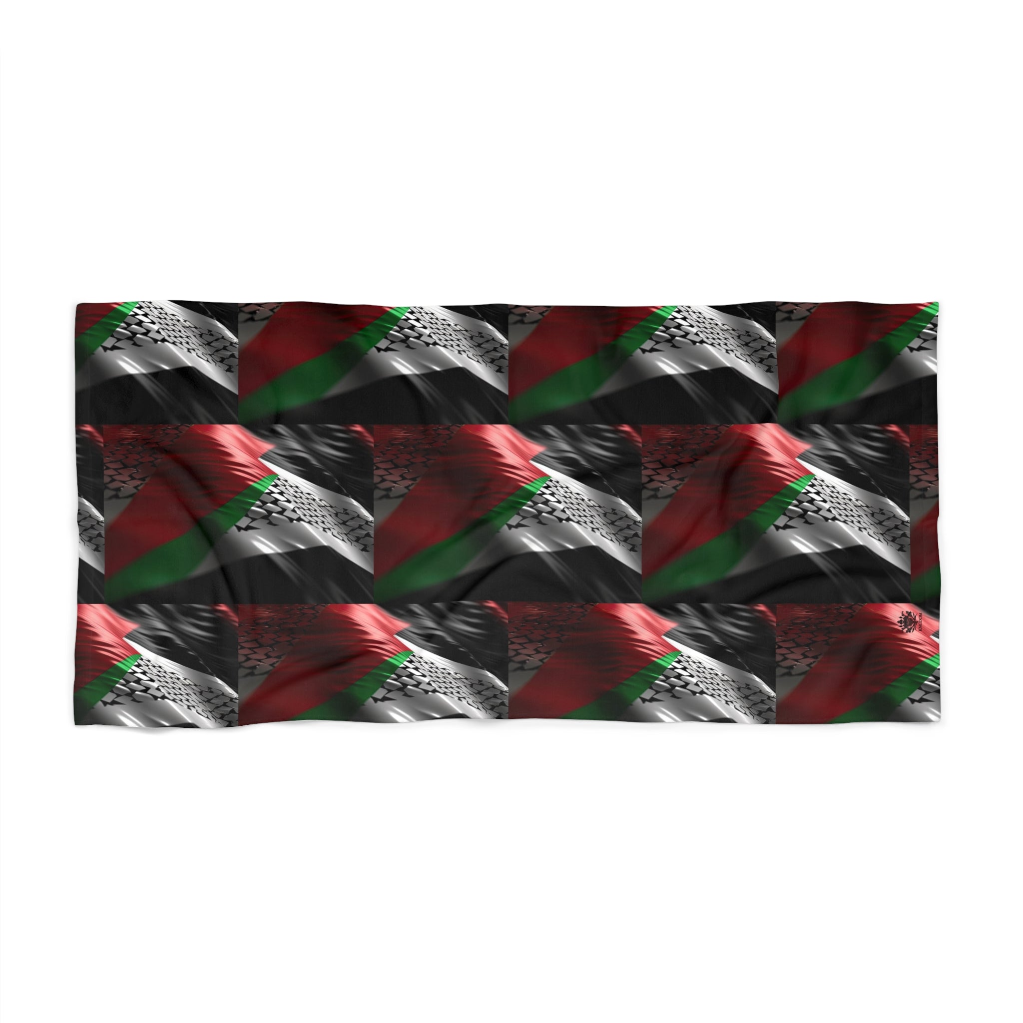 Keffiyeh World &quot;Palestine Flag&quot;- Beach Towel W/ Blk Kngdom Logo