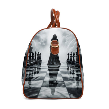 &quot;CHECKMATE&quot;: bolso de viaje impermeable de piel vegana con logotipo de Kingdom en negro 