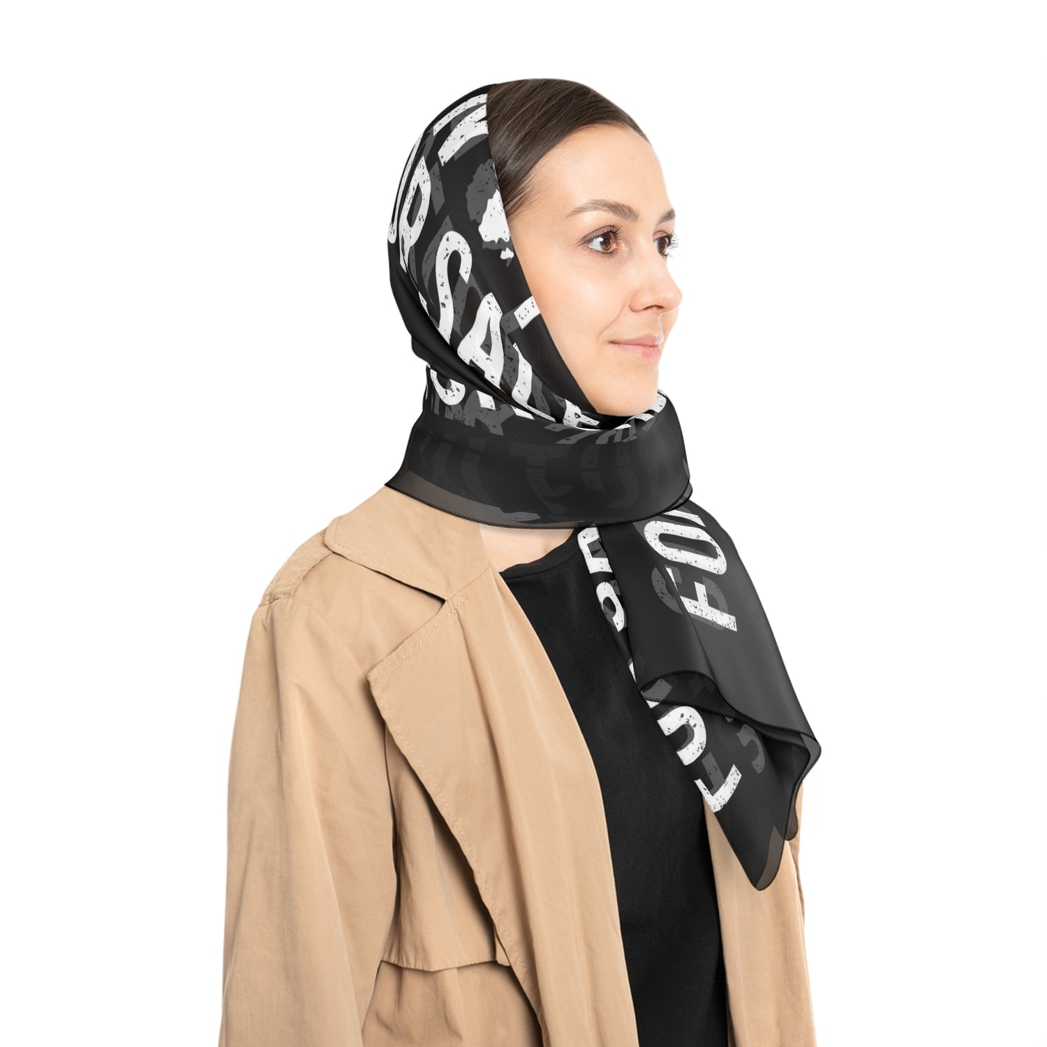 Kngdom &quot;DRIP&quot; (Culture Not For Sale)- Poly/Chiffon Scarf W/ Grey Kngdom Logo