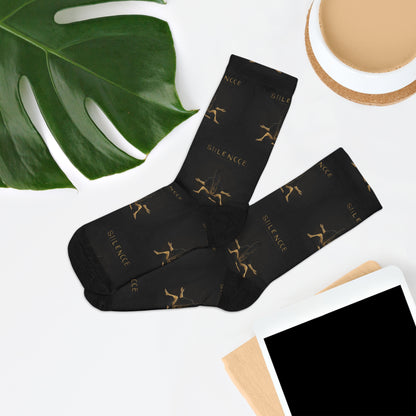 &quot;SILENCE IS A SOURCE OF GREAT STRENGTH&quot;- Unisex Recycled Poly Meditation Socks W/ Kngdom Logo