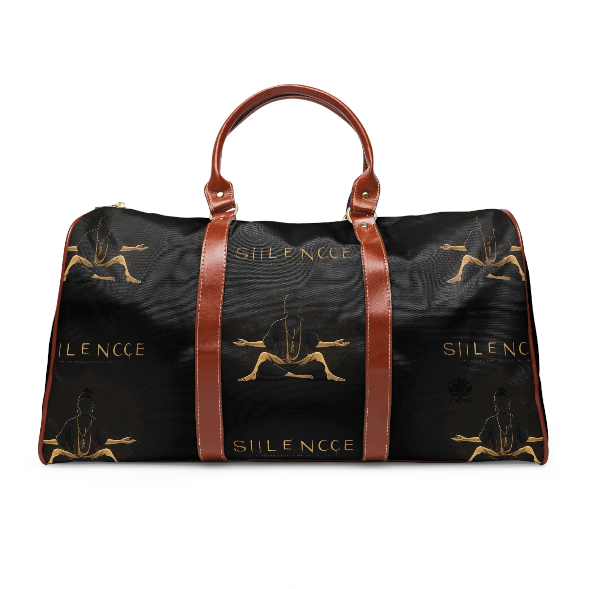 &quot;SILENCE IS A SOURCE OF GREAT STRENGTH&quot;- Vegan Leather Self-Expression Waterproof Travel Bag W/ Blk Kngdom Logo